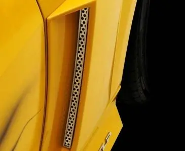2010-2013 Camaro - Perforated Side Vent Grille Inserts 2Pc | Stainless Steel, Fits Xenon Scoops 1