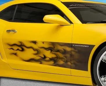 2010-2013 Camaro - Vehicle Graphic "Airbrushed" Transparent Gradient Flames (2Pc Side Kit) 1
