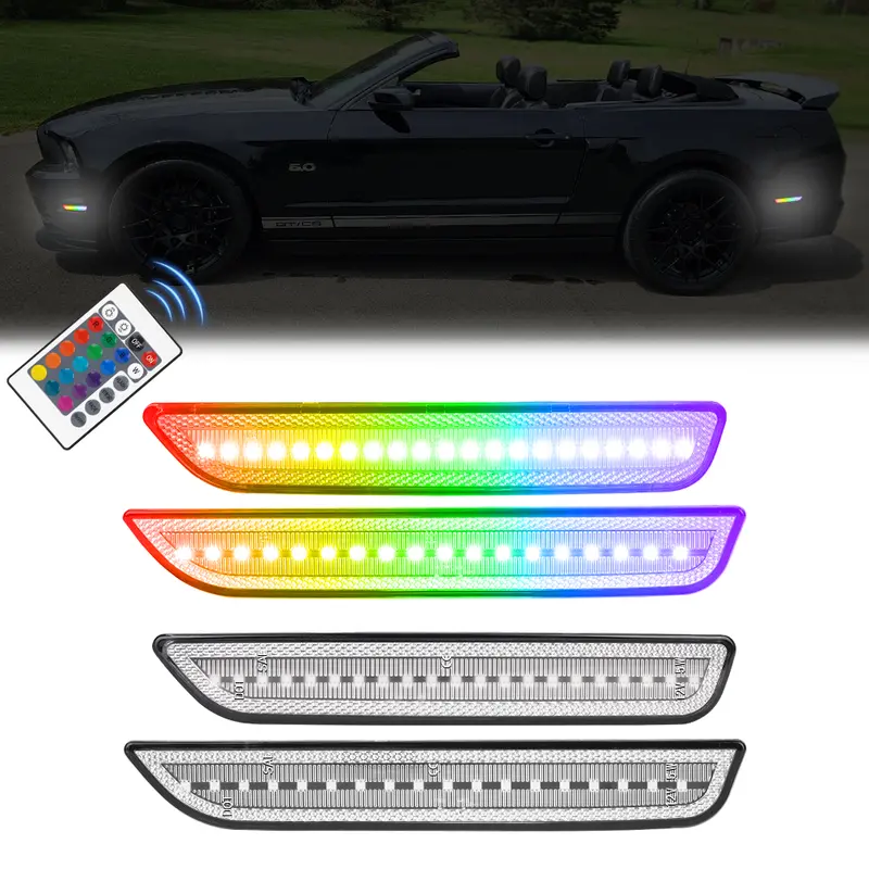 2010-2014 Ford Mustang Rgb Clear Led Side Markers 1