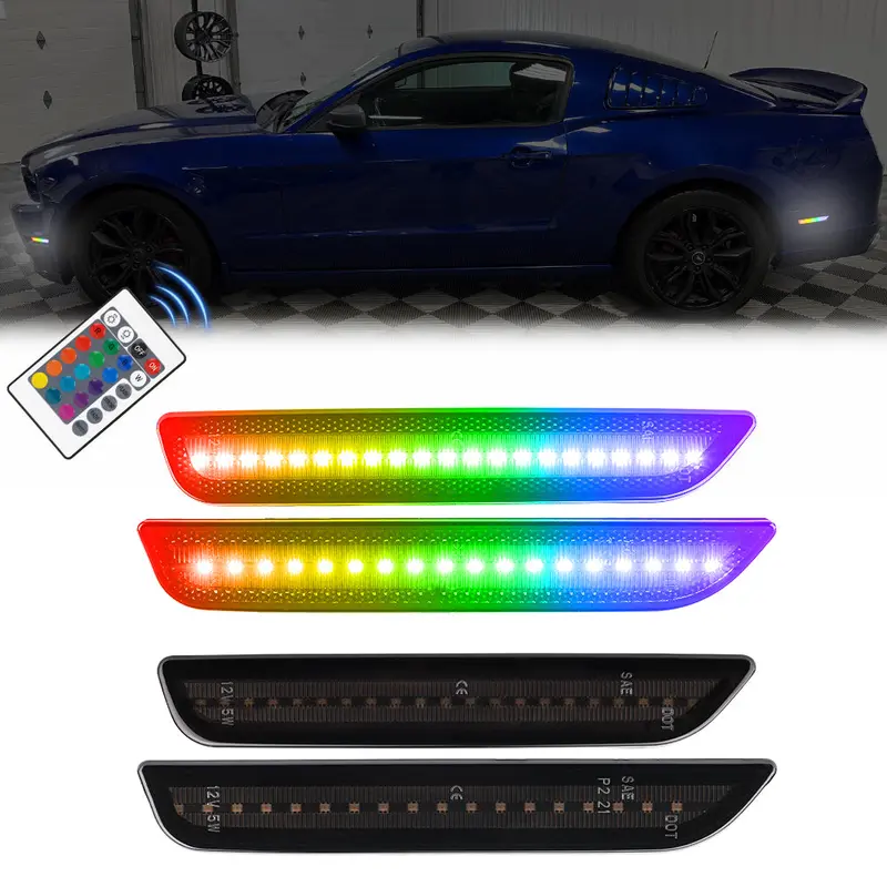 2010-2014 Ford Mustang Rgb Smoked Led Side Markers 1