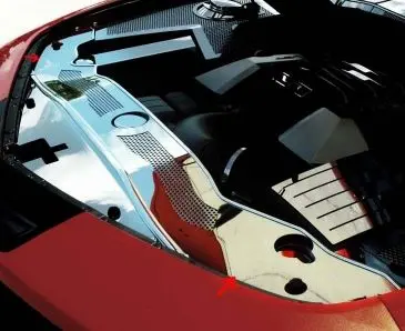 2010-2015 Camaro - Radiator Trim W/Cap Covers Center Fill | Polished/Perforated Stainless 1