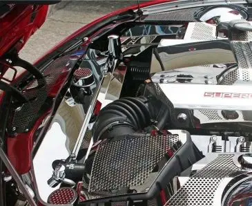 2010-2015 Camaro Rs/Ss/Zl1 - Reverse Hood Header Plate, Full Size | Perforated Stainless Steel 1