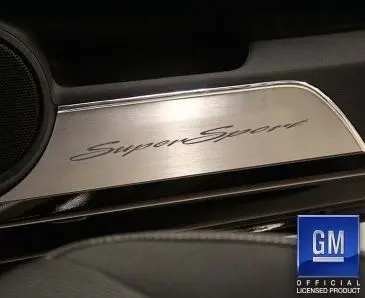 2010-2015 Camaro Ss - Door Panel Kick Plates 'Super Sport' Script Style 2Pc | Brushed Stainless Steel 1