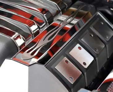2010-2015 Camaro Ss - Fuel Rail Covers Laser-Cut True Flame 2Pc | Polished Stainless Steel W/Brushed Inlay 1