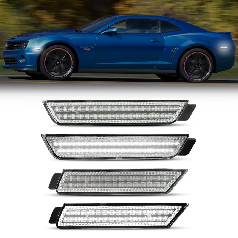 2010-2015 Chevrolet Camaro Clear White Led Side Markers Set 1