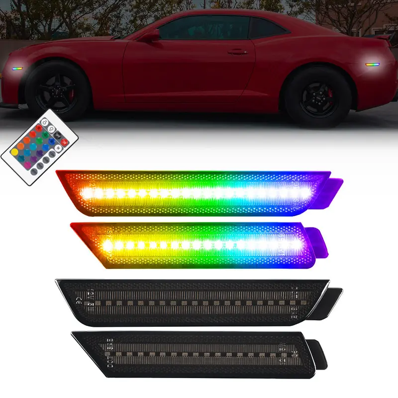 2010-2015 Chevrolet Camaro Rgb Smoked Led Side Markers 1