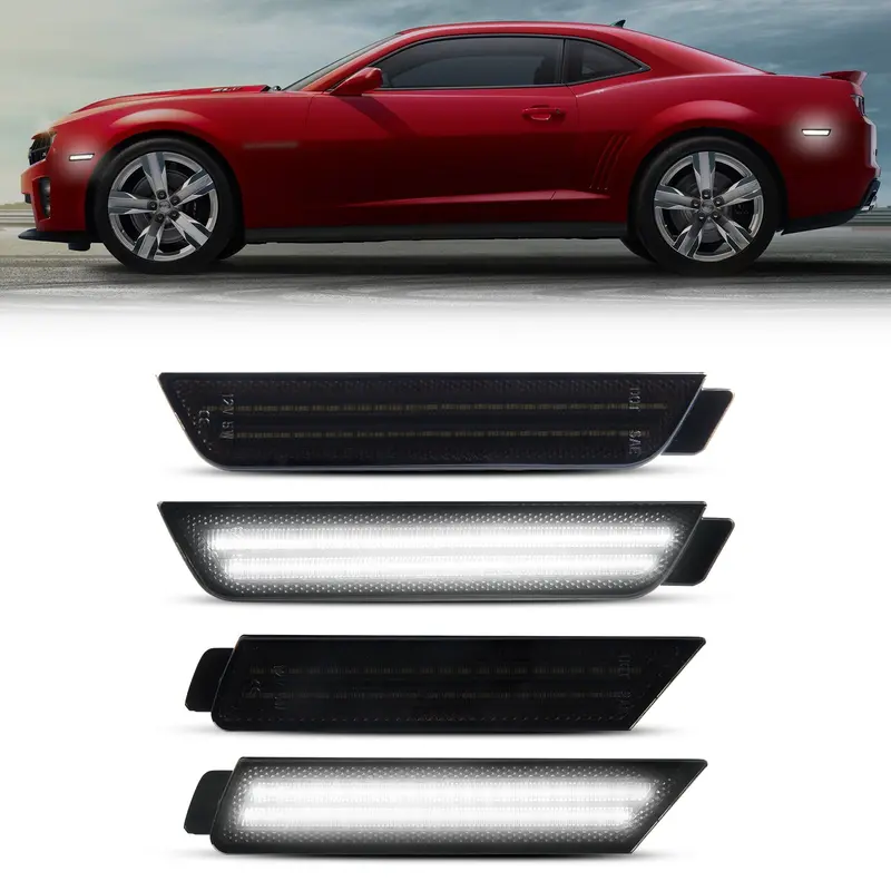 2010-2015 Chevrolet Camaro Smoked White Led Side Markers Set 1
