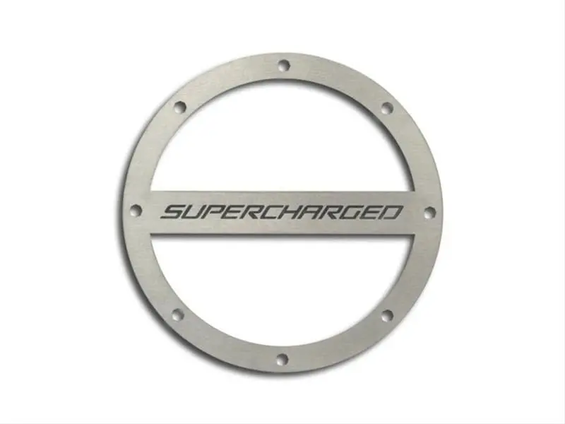 2010-2019 Camaro - 'Supercharged' Fuel Door Cover | Stainless Steel, Choose Finish 1