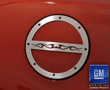 2010-2019 Camaro -Tribal Flame Fuel Door Cover | Stainless Steel, Choose Finish 1