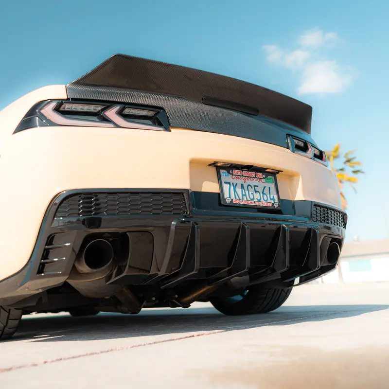 2014-2015 Chevy Camaro Evo Style Shark Fins Rear Diffuser Quad/Single Tips 2