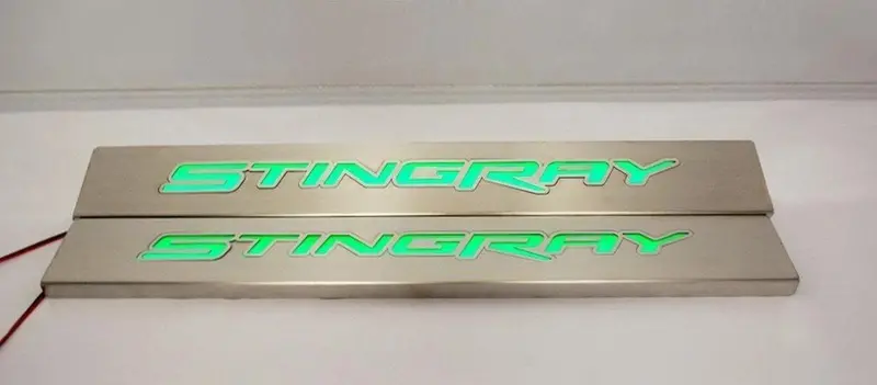 2014-2019 C7 Corvette - Led Replacement Door Sills 2Pc| Brushed Stainless Steel, Choose Led Color 1