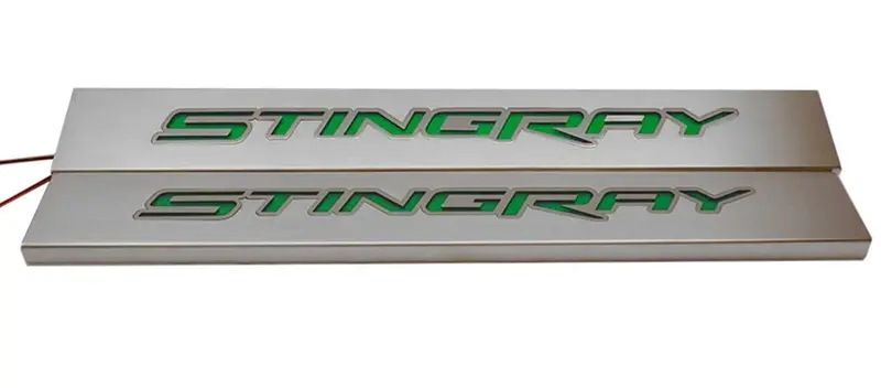2014-2019 C7 Corvette - Led Replacement Door Sills 2Pc| Brushed Stainless Steel, Choose Led Color 2