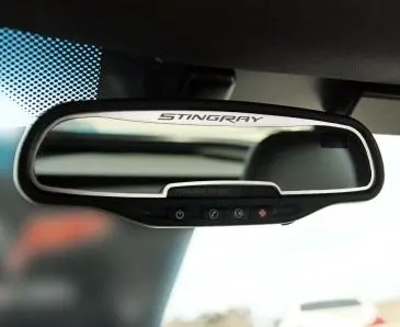 2014-2019 C7 Corvette - Rear View Mirror Trim W/Etched Stingray [Autodim] | Brushed Stainless Steel 1