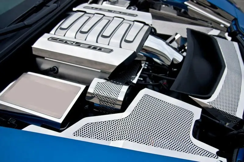 2014-2019 C7 Corvette Stingray - Alternator Cover | Choose Perforated Or Polished Stainless Steel 1