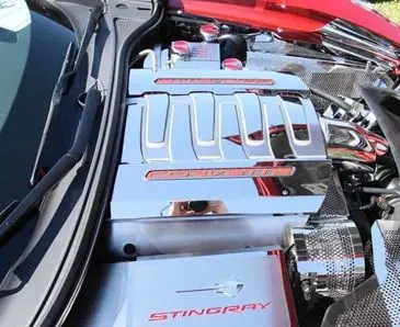 2014-2019 C7 Corvette Stingray - Lower Fuel Rail Covers Oil Fill Version 2Pc | Brushed Stainless Steel 1