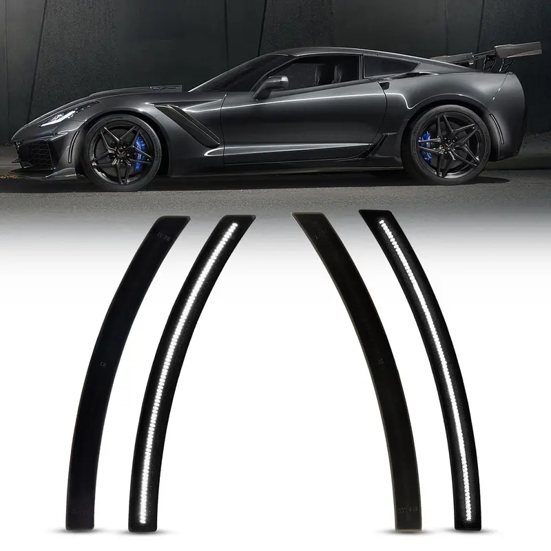 2014–2019 Chevrolet Corvette C7 Smoked White Led Side Markers Set 1