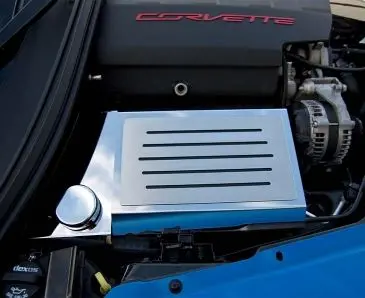 2014-2019 Corvette Z06/Z51/C7 Stingray - Fuse Box Cover W/Ribbed Slots | Polished Stainless Steel, Choose Color 1