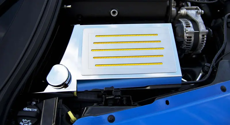 2014-2019 Corvette Z06/Z51/C7 Stingray - Fuse Box Cover W/Ribbed Slots | Polished Stainless Steel, Choose Color 3