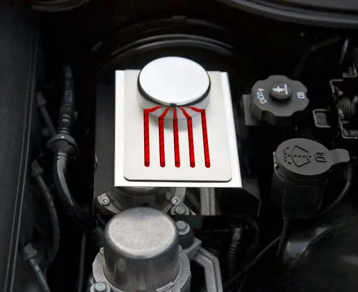 2014-2019 Z06/Z51/Zr1/C7- Brake Master Cylinder Cover W/Ribbed Slots Auto Trans. | Polished Stainless, Choose Color 9