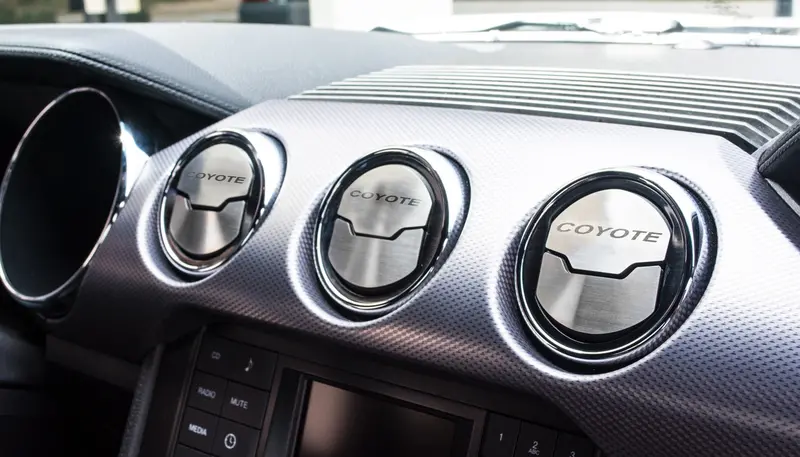 2015-2017 Mustang - A/C Vent Trim Kit W/Etched Coyote 3Pc | Brushed Stainless Steel 1