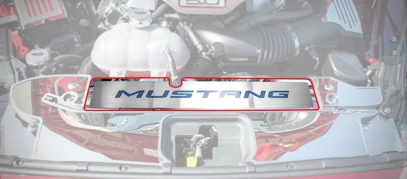2015-2017 Mustang Gt/Ecoboost - Radiator Cover Vanity Plate 'Mustang' | Brushed, Choose Inlay Color 1