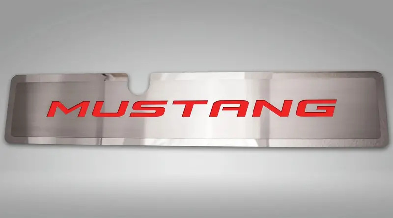 2015-2017 Mustang Gt/Ecoboost - Radiator Cover Vanity Plate 'Mustang' | Brushed, Choose Inlay Color 3