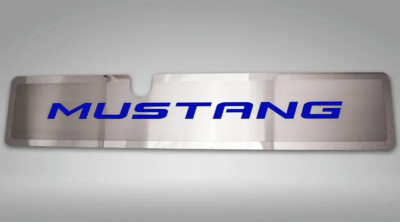 2015-2017 Mustang Gt/Ecoboost - Radiator Cover Vanity Plate 'Mustang' | Brushed, Choose Inlay Color 4