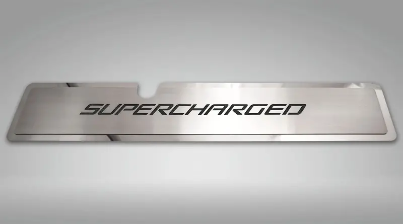 2015-2017 Mustang Gt - Radiator Cover Vanity Plate "Supercharged" | Stainless Steel, Choose Inlay Color 2