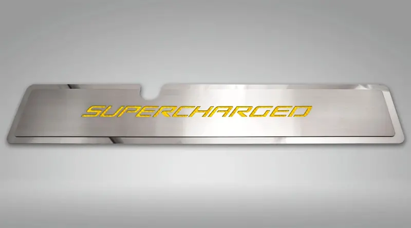 2015-2017 Mustang Gt - Radiator Cover Vanity Plate "Supercharged" | Stainless Steel, Choose Inlay Color 5