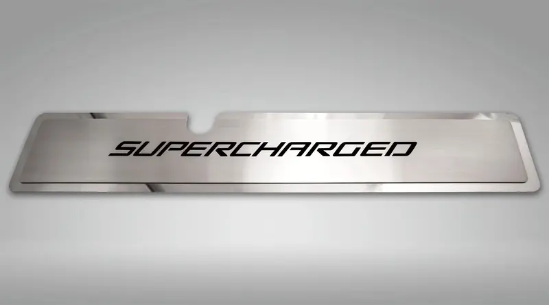 2015-2017 Mustang Gt - Radiator Cover Vanity Plate "Supercharged" | Stainless Steel, Choose Inlay Color 6