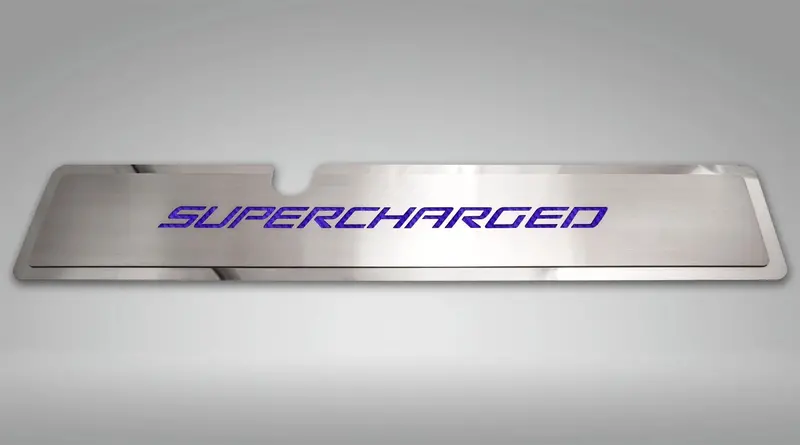 2015-2017 Mustang Gt - Radiator Cover Vanity Plate "Supercharged" | Stainless Steel, Choose Inlay Color 7