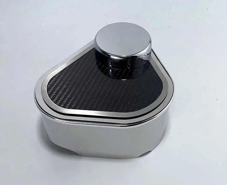 2015-2023 Mustang Master Cylinder Cover Polished W/Carbon Fiber Top Plate W/Brushed Trim 1