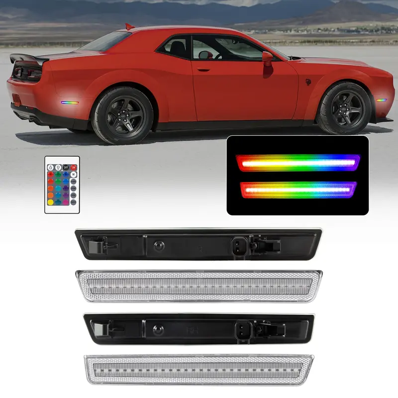 2015-2024 Dodge Challenger Rgb Clear Led Side Markers 1