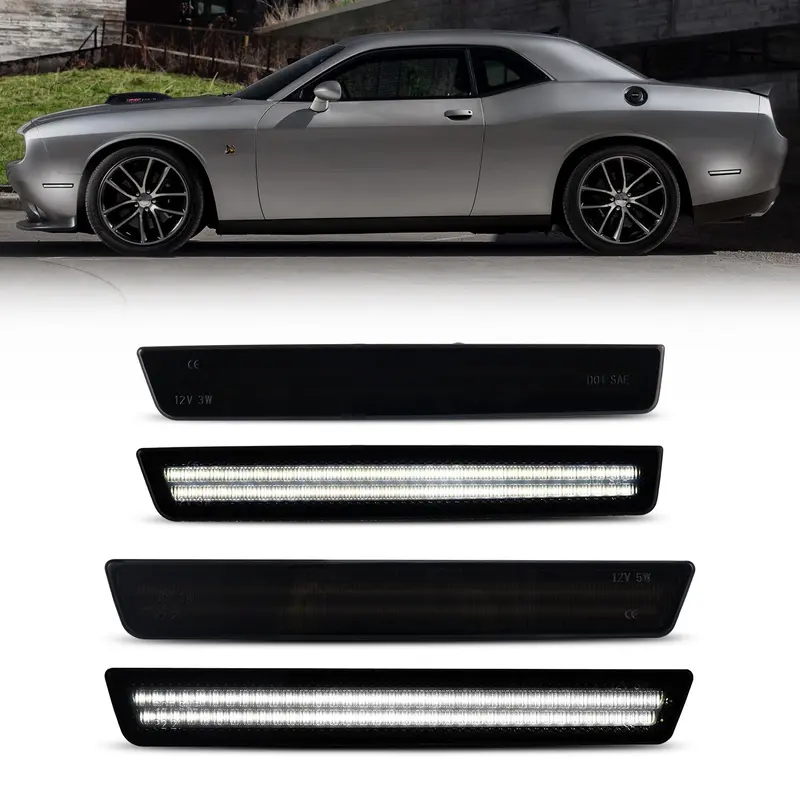 2015-2024 Dodge Challenger Smoke White Led Side Markers 1