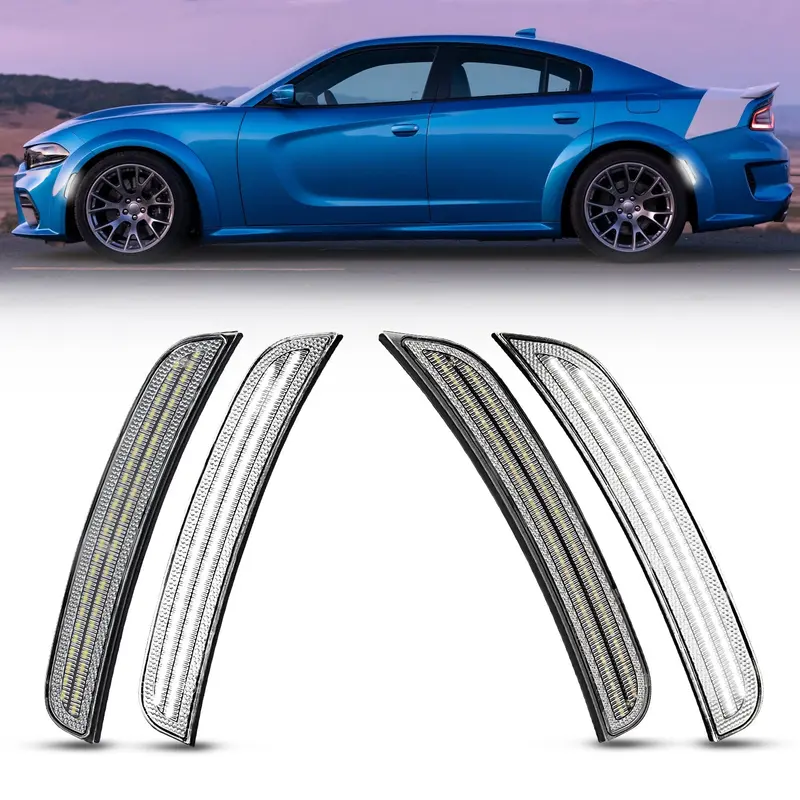 2015–2024 Dodge Charger Clear White Led Side Markers Set 1