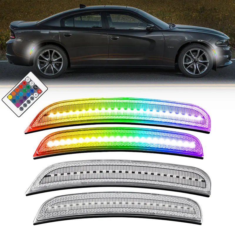 2015-2024 Dodge Charger Rgb Clear Led Side Markers 1