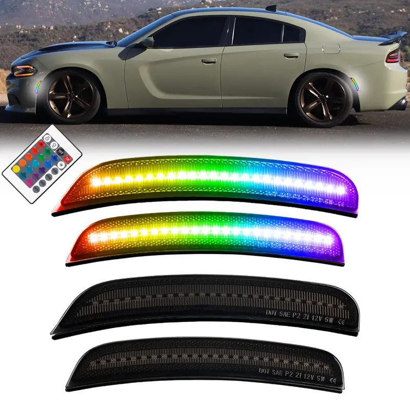 2015-2024 Dodge Charger Rgb Smoke Led Side Markers 1