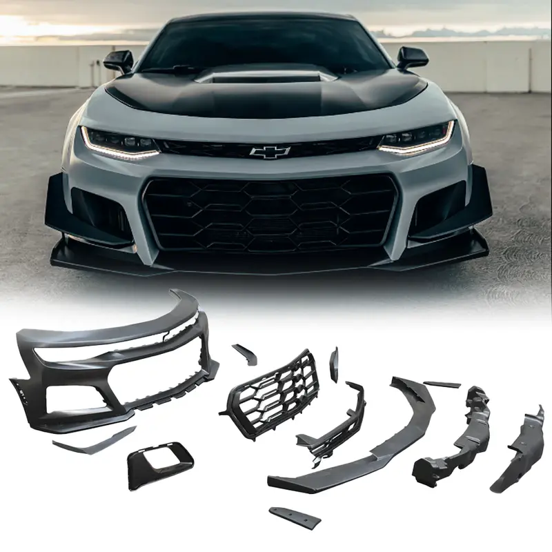 2016-2018 Chevy Camaro Zl1 1Le Track Package Front Bumper Conversion 11Pcs Full Kit Flat Blk 1