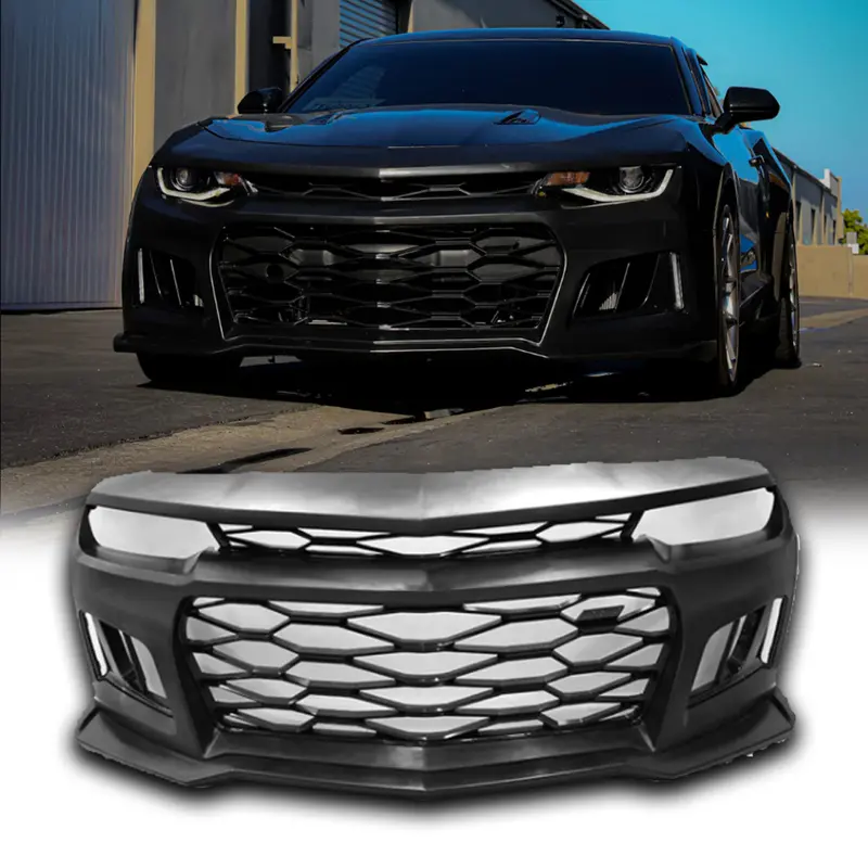 2016-2018 Chevy Camaro Zl1 Front Bumper Conversion 7Pcs Ful Kit Flat Blk 1