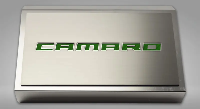2016-2021 Camaro - Fuse Box Cover Brushed W/Brushed Camaro Top Plate 2