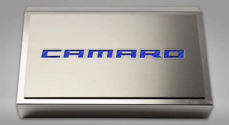 2016-2021 Camaro - Fuse Box Cover Polished W/Brushed Camaro Top Plate 9