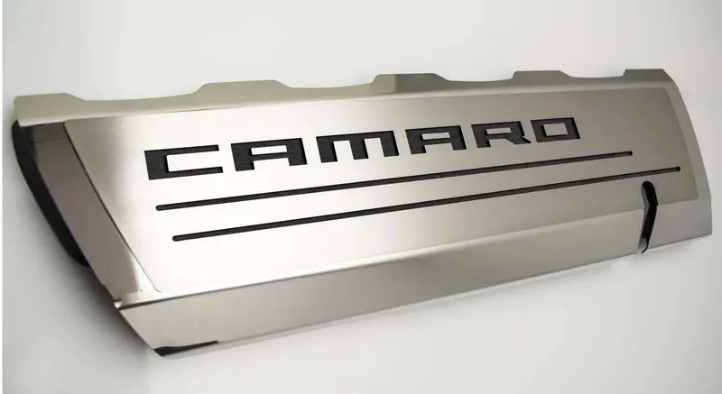 2016-2021 Camaro Ss - Fuel Rail Cover Overlays With Camaro Cutout 2Pc | Polished Stainless Steel 1