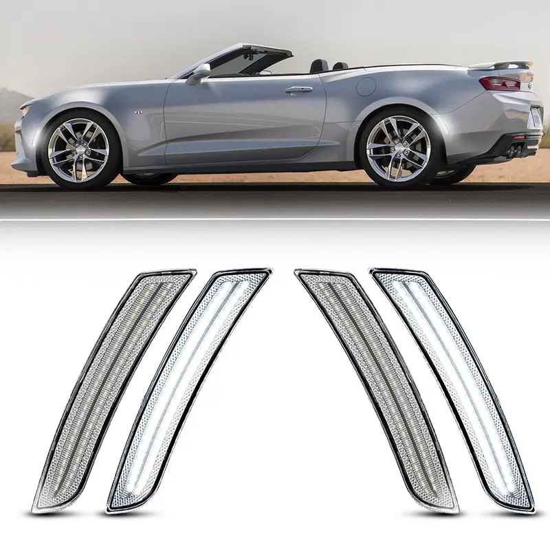 2016-2025 Chevrolet Camaro Clear White Led Side Markers Set 1