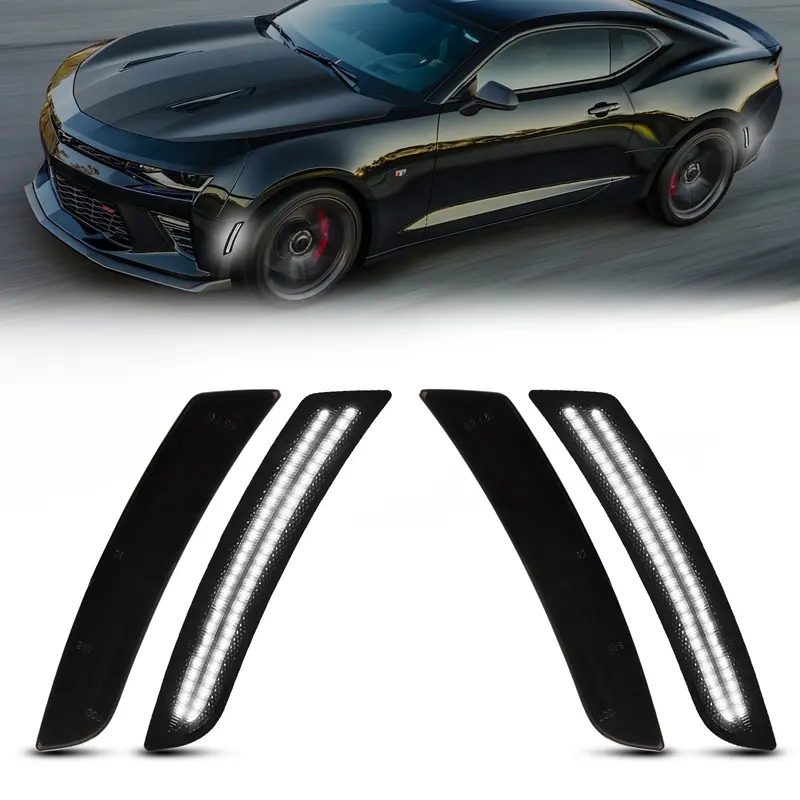 2016-2025 Chevrolet Camaro Smoked White Led Side Markers Set 1