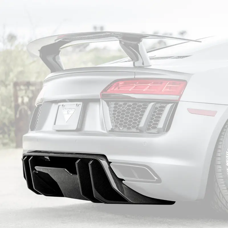 2017-2019 Audi R8 Carbon Fiber Rear Diffuser V-Style™️ Carbon Fiber Pp 2X2 Glossy 1