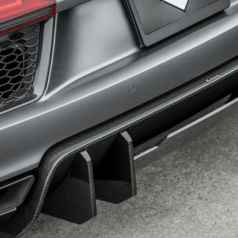 2017-2019 Audi R8 Carbon Fiber Rear Diffuser V-Style™️ Carbon Fiber Pp 2X2 Glossy 2