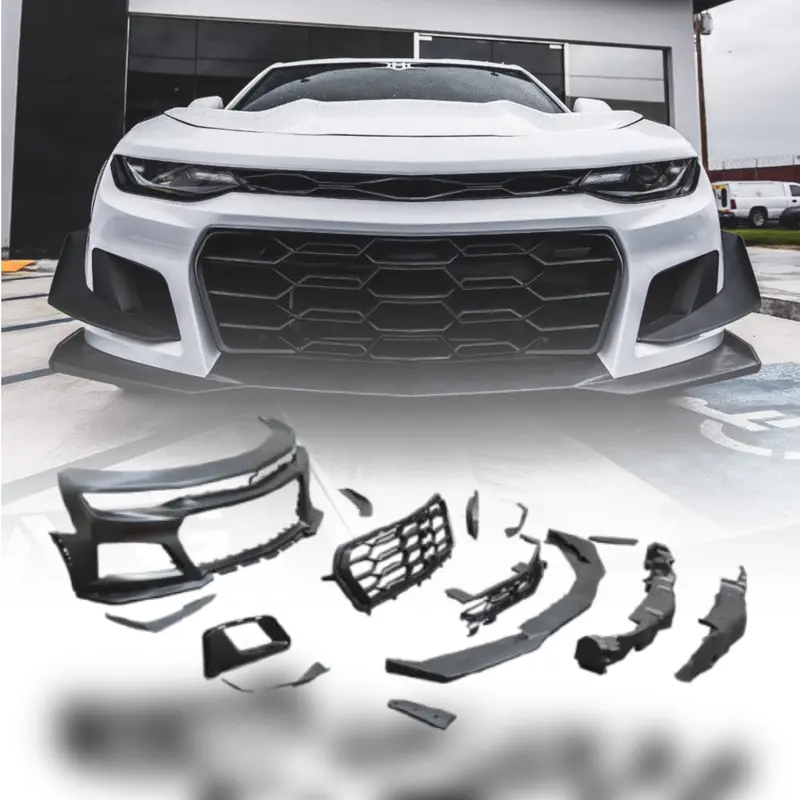 2019-2025 Chevy Camaro Zl1 1Le Track Package Front Bumper Conversion 13Pcs Full Kit Flat Blk For Non-Rs Headlights 1