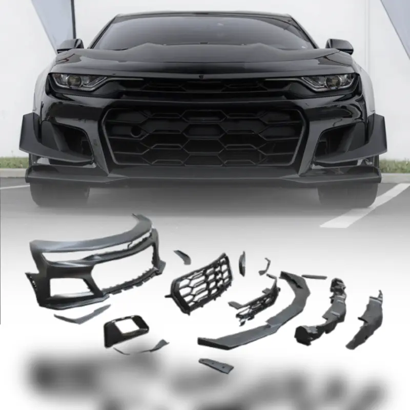 2019-2025 Chevy Camaro Zl1 1Le Track Package Front Bumper Conversion 13Pcs Full Kit Flat Blk For Rs Headlights 1
