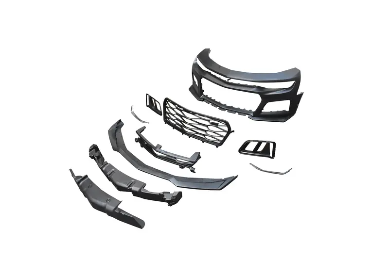 2019-2025 Chevy Camaro Zl1 Front Bumper Conversion 9Pcs Full Kit Flat Blk For Non-Rs Headlights 1