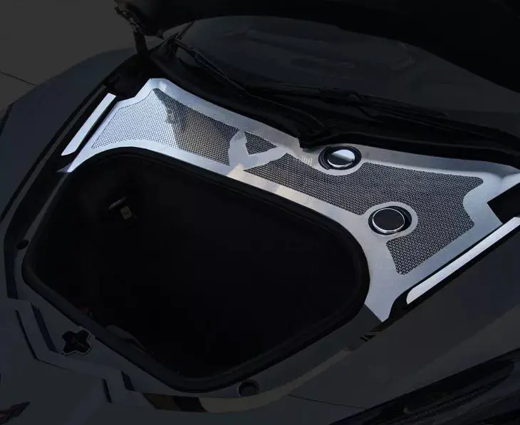 2020-2026 C8 Corvette - Front Wiper Cowl Brushed Stainless W/Polished Perforated Insert | Brushed Stainless Steel 1